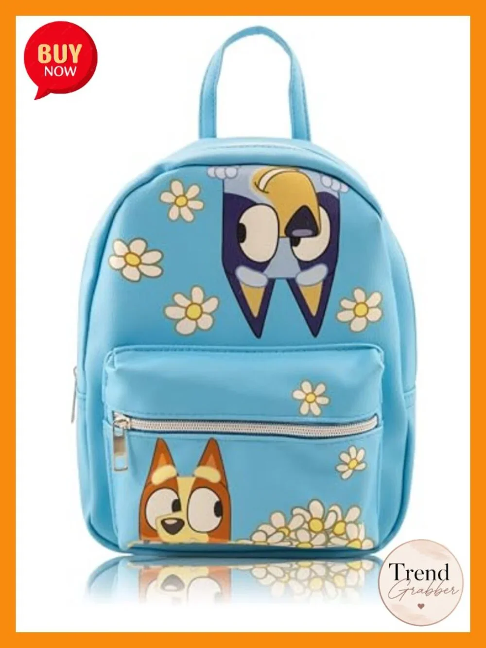 Official Bluey Mini Backpack Purse, PU Leather Kids Travel Bag, 10.2